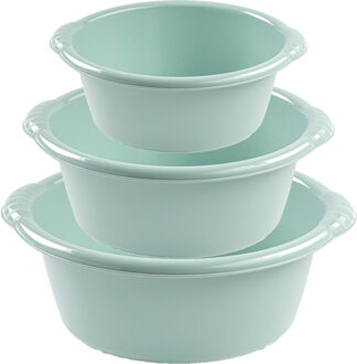 Forte Plastics Voordeelset multi-functionele kunststof teiltjes mintgroen in 3-formaten - Afwasbak
