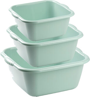 Forte Plastics Voordeelset multi-functionele kunststof teiltjes mintgroen in 3-formaten