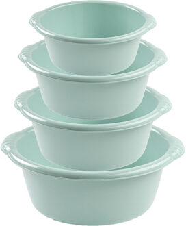 Forte Plastics Voordeelset multi-functionele kunststof teiltjes mintgroen in 4-formaten - Afwasbak