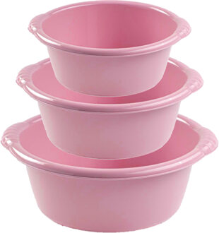 Forte Plastics Voordeelset multi-functionele kunststof teiltjes oud roze in 3-formaten