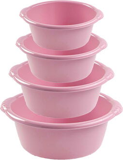 Forte Plastics Voordeelset multi-functionele kunststof teiltjes oud roze in 4-formaten