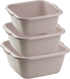 Forte Plastics Voordeelset multi-functionele kunststof teiltjes taupe/beige in 3-formaten