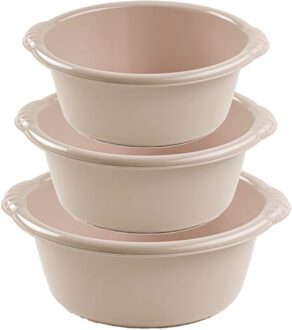 Forte Plastics Voordeelset multi-functionele kunststof teiltjes taupe in 3-formaten