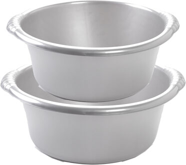 Forte Plastics Voordeelset multi-functionele kunststof teiltjes zilvergrijs in 2-formaten