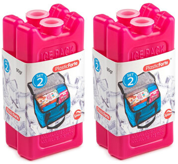 Forte Plastics Voordeelset van 4x stuks koelelementen 11 x 5.5 cm roze - Koelelementen