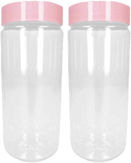 Forte Plastics Voorraadpot/bewaarpot - 2x - 1.25L - kunststof - oud roze - B10 x H20 cm - Voorraadpot
