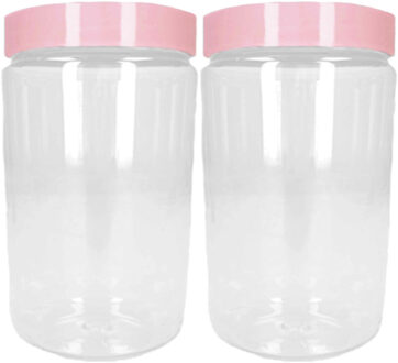 Forte Plastics Voorraadpot/bewaarpot - 2x - 1L - kunststof - oud roze - B10 x H17 cm - Voorraadpot