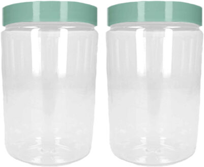 Forte Plastics Voorraadpot/bewaarpot - 2x - 375 ml - kunststof - mint groen - B7 x H12 cm - Voorraadpot