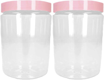 Forte Plastics Voorraadpot/bewaarpot - 2x - 375 ml - kunststof - oud roze - B7 x H12 cm - Voorraadpot