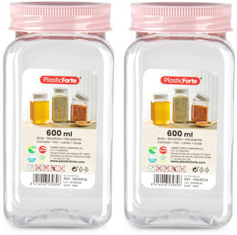 Forte Plastics Voorraadpot/bewaarpot - 2x - 400 ml - kunststof - oud roze - B7 x H11 cm - Voorraadpot