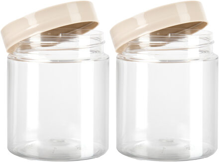 Forte Plastics Voorraadpot/bewaarpot - 2x - 600 ml - kunststof - beige - B10 x H12 cm - Voorraadpot