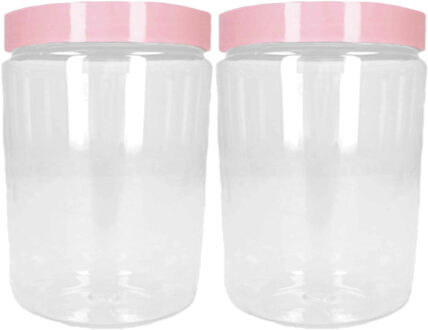 Forte Plastics Voorraadpot/bewaarpot - 2x - 600 ml - kunststof - oud roze - B10 x H12 cm - Voorraadpot