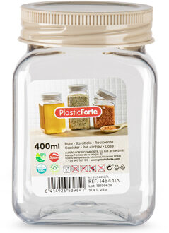 Forte Plastics Voorraadpot/bewaarpot - 400 ml - kunststof - beige - B7 x H11 cm - Voorraadpot Transparant