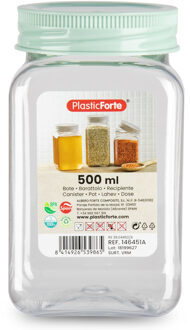 Forte Plastics Voorraadpot/bewaarpot - 500 ml - kunststof - mint groen - B7 x H13 cm - Voorraadpot Transparant