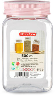 Forte Plastics Voorraadpot/bewaarpot - 500 ml - kunststof - oud roze - B7 x H13 cm - Voorraadpot