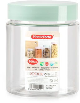 Forte Plastics Voorraadpot/bewaarpot - 600 ml - kunststof - mint groen - B10 x H12 cm - Voorraadpot Transparant