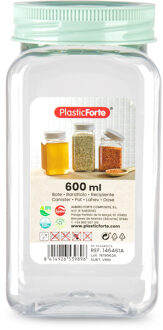 Forte Plastics Voorraadpot/bewaarpot - 600 ml - kunststof - mint groen - B7 x H15 cm - Voorraadpot