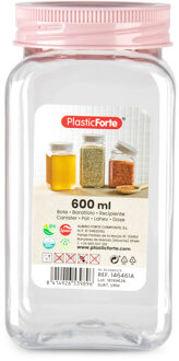 Forte Plastics Voorraadpot/bewaarpot - 600 ml - kunststof - oud roze - B7 x H15 cm - Voorraadpot