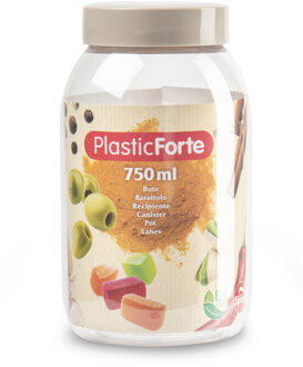 Forte Plastics Voorraadpot/bewaarpot - 750 ml - kunststof - beige - B9 x H15 cm - Voorraadpot