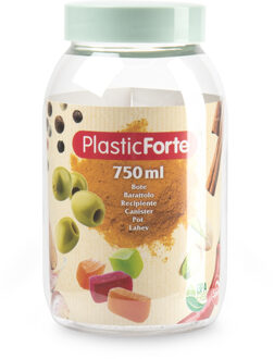 Forte Plastics Voorraadpot/bewaarpot - 750 ml - kunststof - mint groen - B9 x H15 cm - Voorraadpot