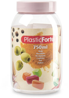 Forte Plastics Voorraadpot/bewaarpot - 750 ml - kunststof - oud roze - B9 x H15 cm - Voorraadpot