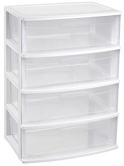 Forte Plastics Witte/transparante ladekast/organiser 40 x 56 x 80 cm - Ladeblok