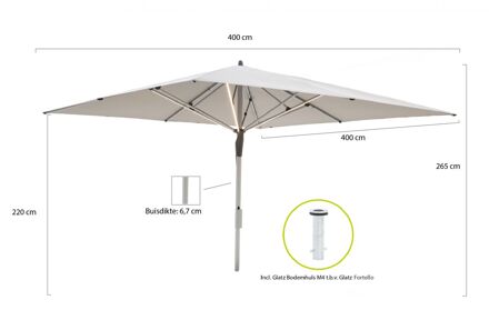 Fortello LED parasol 400x400cm - Laagste prijsgarantie! Geel