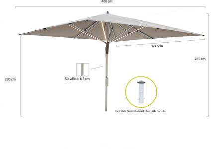 Fortello LED parasol 400x400cm - Laagste prijsgarantie! Taupe