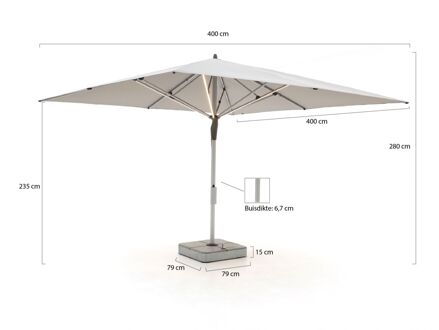 Fortello LED parasol 400x400cm - Laagste prijsgarantie! Taupe
