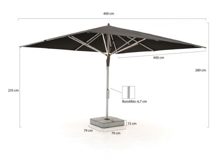 Fortello LED parasol 400x400cm - Laagste prijsgarantie! Zwart