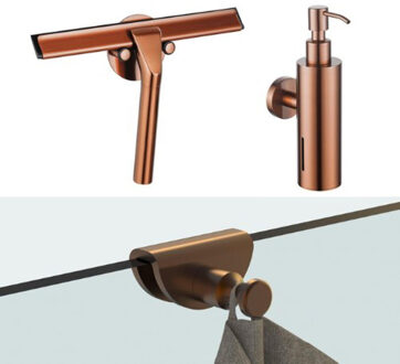 FortiFura accessoireset - glaswisser - zeepdispenser - handdoekhaak - geborsteld koper SW1211580/SW1111572/SW1152339 Koper geborsteld