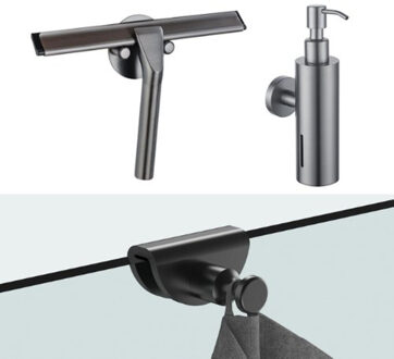 FortiFura accessoireset - glaswisser - zeepdispenser - handdoekhaak - Gunmetal geborsteld (antraciet) SW1211591/SW1111571/SW1152338