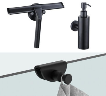 FortiFura accessoireset - glaswisser - zeepdispenser - handdoekhaak - mat zwart SW1211581/SW1111567/SW1152335 Zwart mat