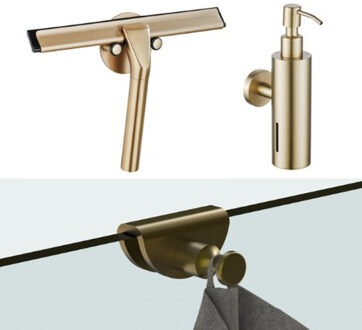 FortiFura accessoireset - glaswisser - zeepdispenser - handdoekhaak - Messing geborsteld (goud) SW1211579/SW1111569/SW1152337