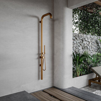 FortiFura Buitendouche Fortifura Outdoor Original Wandmodel Met Handdouche Geborsteld Koper