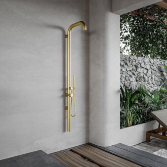 FortiFura Buitendouche Fortifura Outdoor Original Wandmodel Met Handdouche Geborsteld Messing