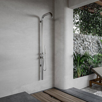 FortiFura Buitendouche Fortifura Outdoor Original Wandmodel Met Handdouche Geborsteld RVS