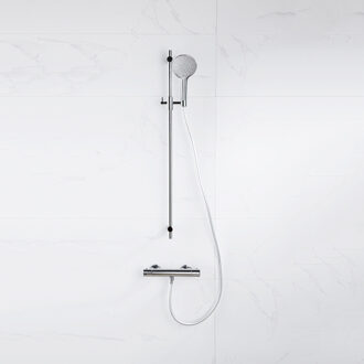 FortiFura Calvi douchekraan met glijstangset met ronde handdouche, gladde doucheslang chroom SW767487/SW496814/SW706209/SW377816