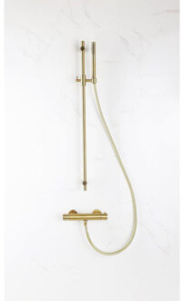 FortiFura Calvi douchekraan met glijstangset met staafhanddouche, gladde doucheslang Geborsteld Messing PVD (Goud) SW767490/SW720570/SW728176/SW720571 Messing geborsteld (goud)