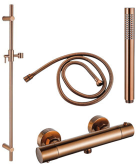 FortiFura Calvi douchekraan met glijstangset met staafhanddouche, metalen doucheslang Geborsteld koper PVD SW970036/SW970048/SW970053/SW970046 Koper geborsteld