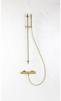FortiFura Calvi douchekraan met glijstangset met staafhanddouche, metalen doucheslang Geborsteld Messing PVD (Goud) (goud) SW767490/SW720570/SW706206/SW720571 Messing geborsteld (goud)