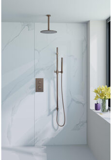 FortiFura Calvi Glijstang met geïntegreerde wandaansluitbocht - 90cm - Geborsteld koper PVD (Koper) SW1111533 Koper geborsteld