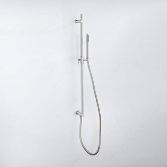 FortiFura Calvi Glijstangset - geïntegreerde wandaansluitbocht - doucheslang glad- staaf handdouche - Geborsteld RVS PVD (RVS) SW1111529/SW728177///SW496812 RVS geborsteld