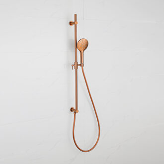 FortiFura Calvi Glijstangset - geïntegreerde wandaansluitbocht - doucheslang metaal- ronde handdouche - Geborsteld koper PVD (Koper) SW1111533//SW970048/SW970047 Koper geborsteld