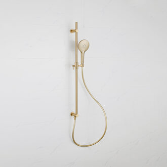 FortiFura Calvi Glijstangset - geïntegreerde wandaansluitbocht - doucheslang metaal- ronde handdouche - Geborsteld Messing PVD (Goud) SW1111531//SW706206/SW799449 Messing geborsteld (goud)
