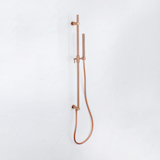 FortiFura Calvi Glijstangset - geïntegreerde wandaansluitbocht - doucheslang metaal- staaf handdouche - Geborsteld koper PVD (Koper) SW1111533//SW767373//SW970046 Koper geborsteld