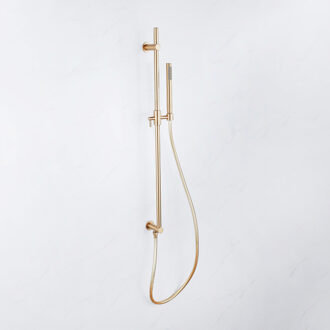 FortiFura Calvi Glijstangset - geïntegreerde wandaansluitbocht - doucheslang metaal- staaf handdouche - Geborsteld Messing PVD (Goud) SW1111531//SW706208//SW720570 Messing geborsteld (goud)