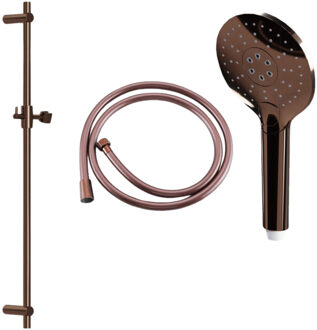 FortiFura Calvi glijstangset met ronde handdouche, gladde doucheslang Geborsteld koper PVD (Koper) SW970053/SW799407/SW970047 Koper geborsteld