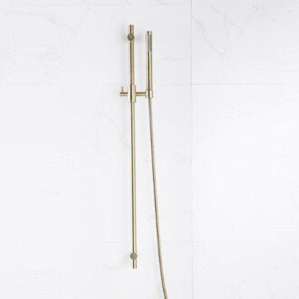 FortiFura Calvi glijstangset met staafhanddouche, metalen doucheslang Geborsteld Messing PVD (Goud) SW767490/SW720570/SW706206 Messing geborsteld (goud)