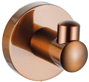 FortiFura Calvi Handdoekhaak - enkel - rond - met rozet - Geborsteld koper PVD (Koper) SW970049 Koper geborsteld